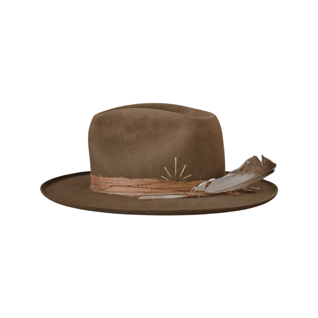 Handmade hat by Remi Wylder in camel fur felt