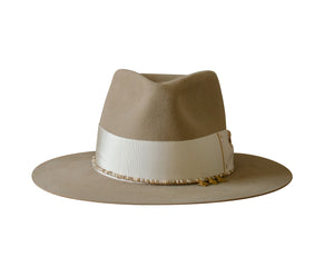 Handmade hat by Remi Wylder in beige fur felt