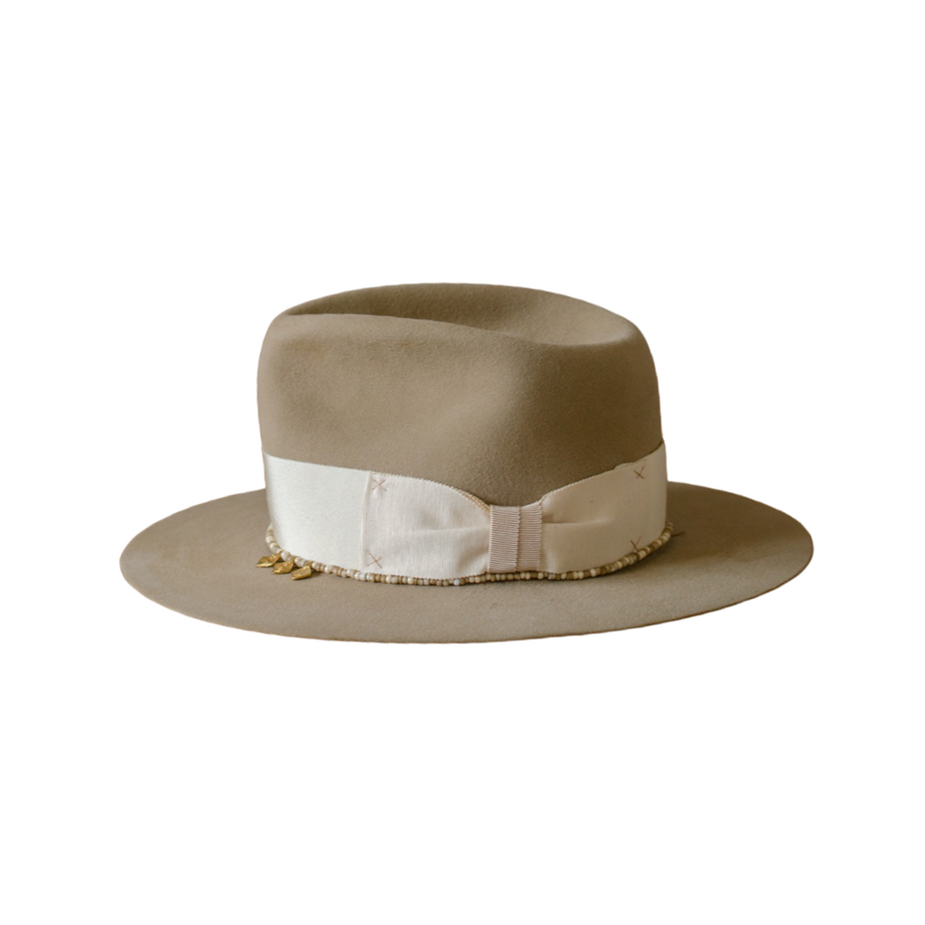 Handmade hat by Remi Wylder in beige fur felt