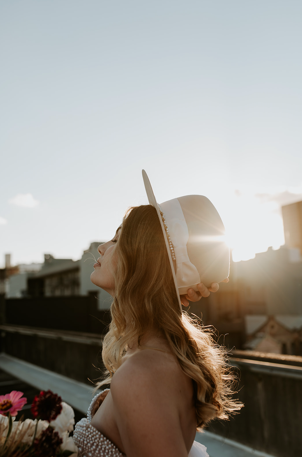 Handmade wedding hat by Remi Wylder in bone felt 